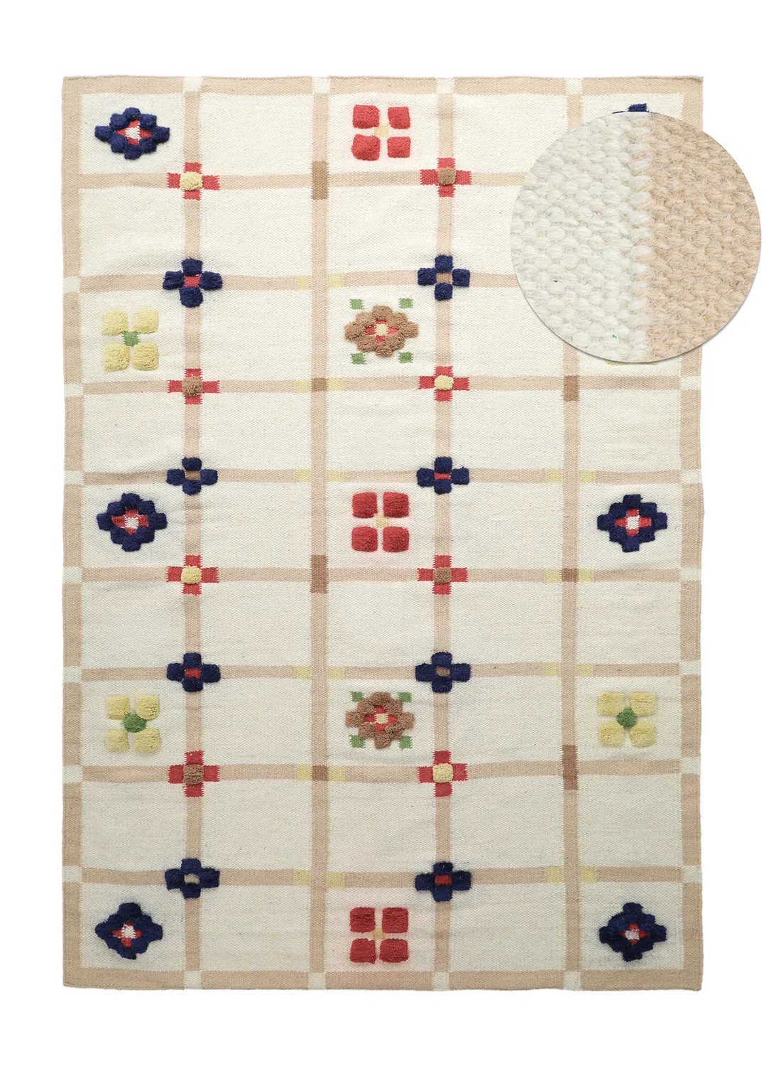 Gyapjúszőnyeg - Lausanne Flatweave Tufted Premium (fehér/bézs)