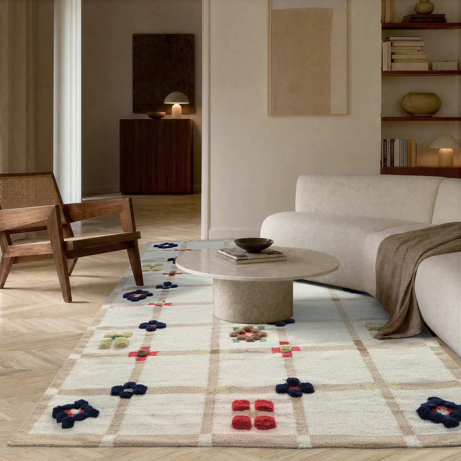 Gyapjúszőnyeg - Lausanne Flatweave Tufted Premium (fehér/bézs)