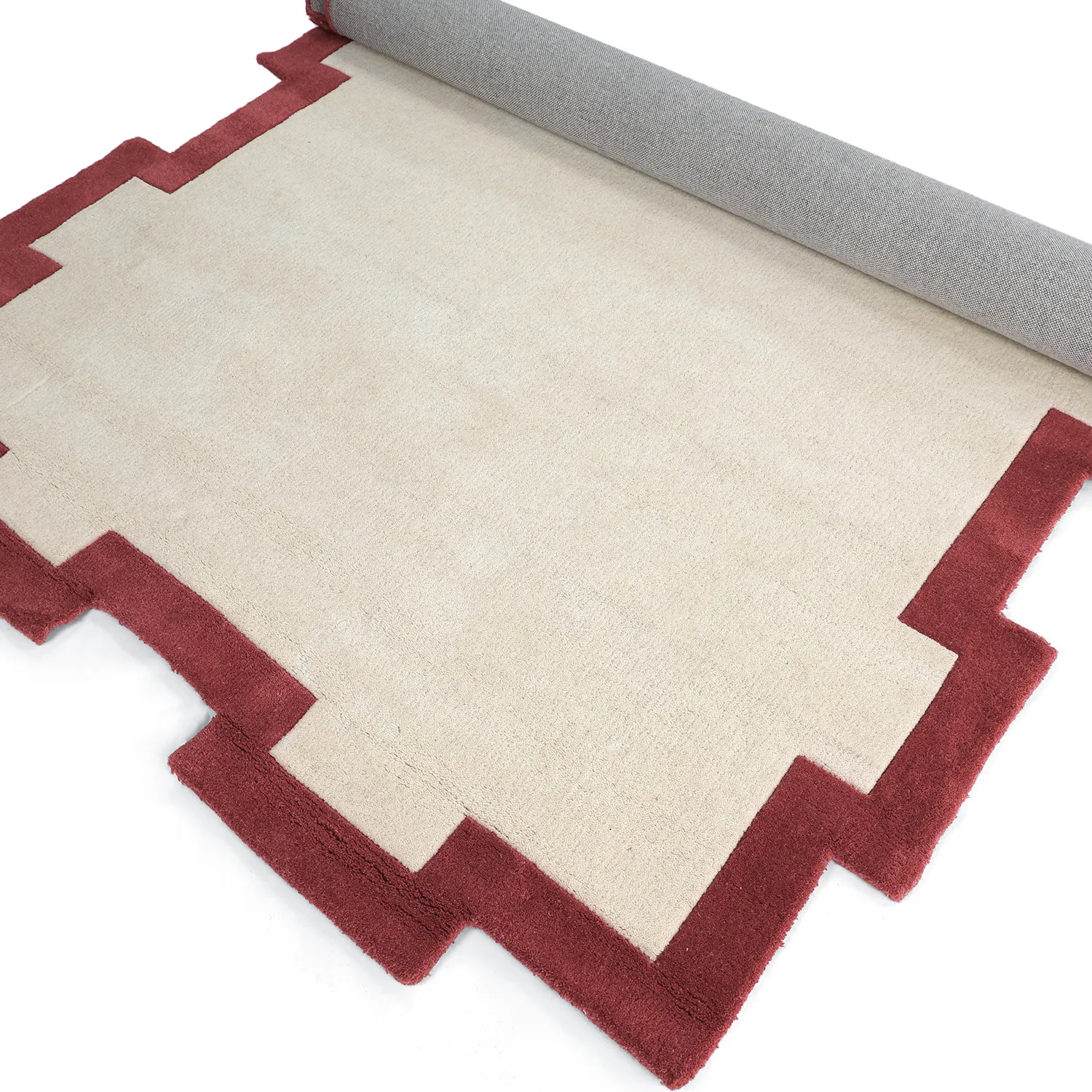 Gyapjúszőnyeg - Agra Hand Tufted Wool Premium (krém/piros)