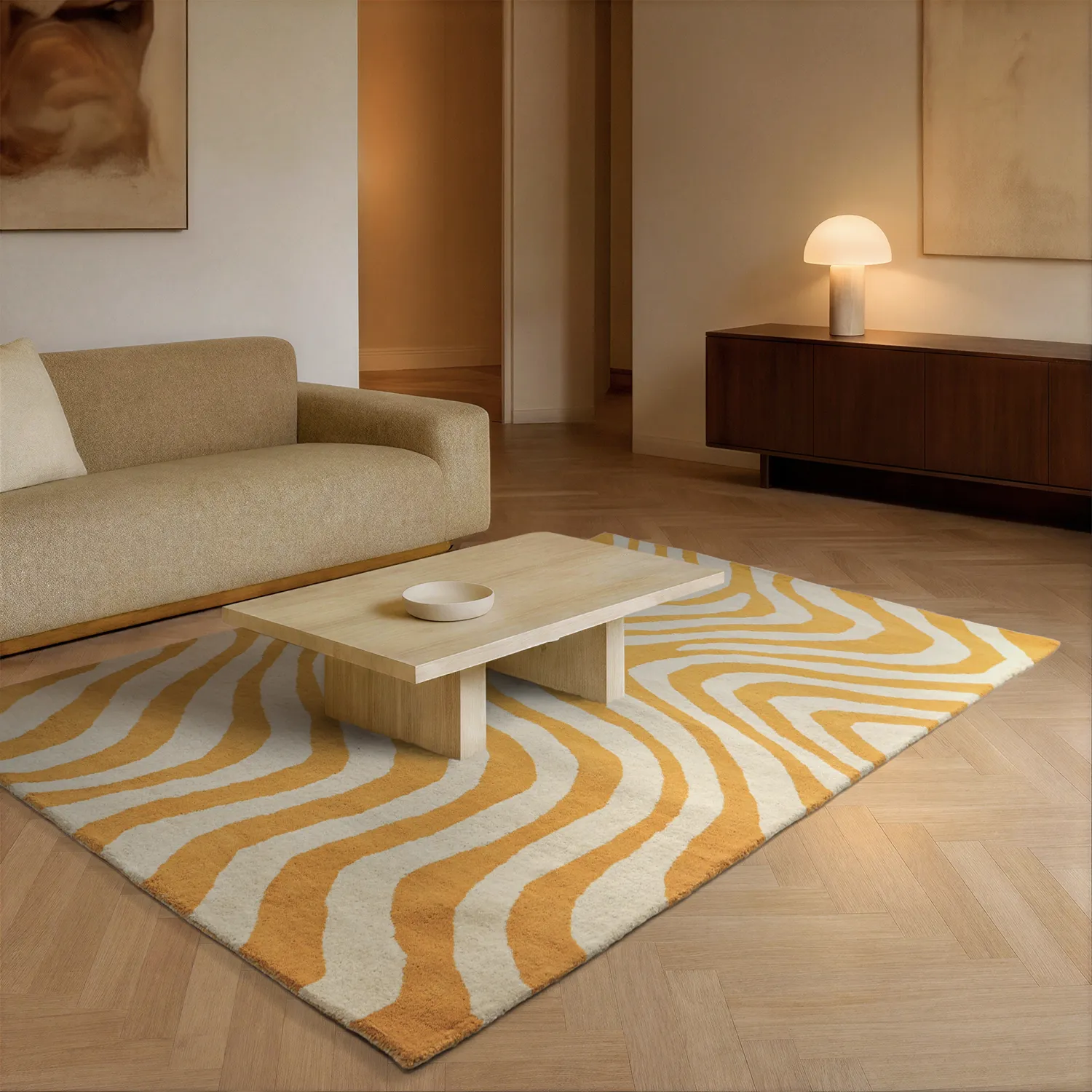 Gyapjúszőnyeg - Aiz Hand Tufted Wool Premium (sárga)