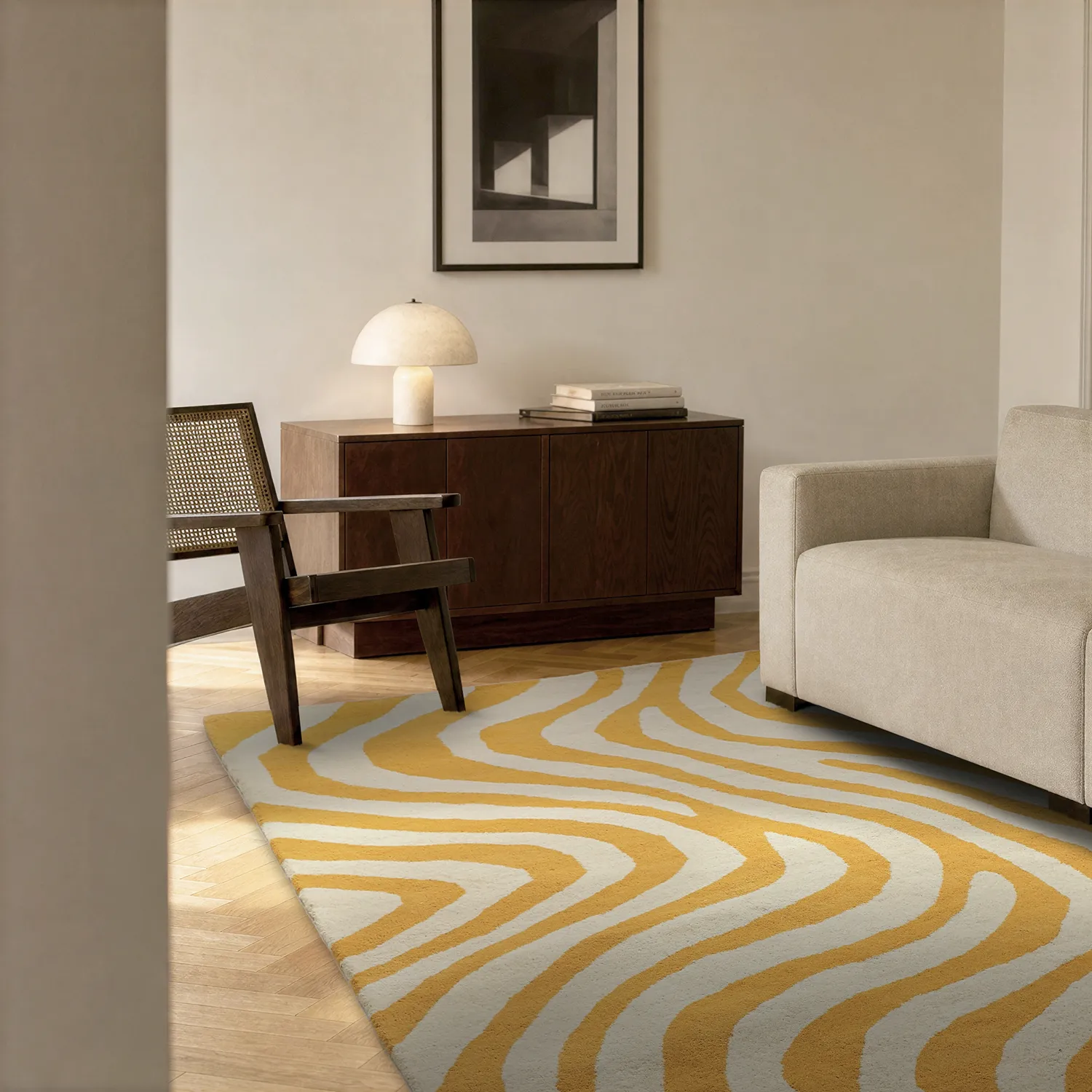 Gyapjúszőnyeg - Aiz Hand Tufted Wool Premium (sárga)