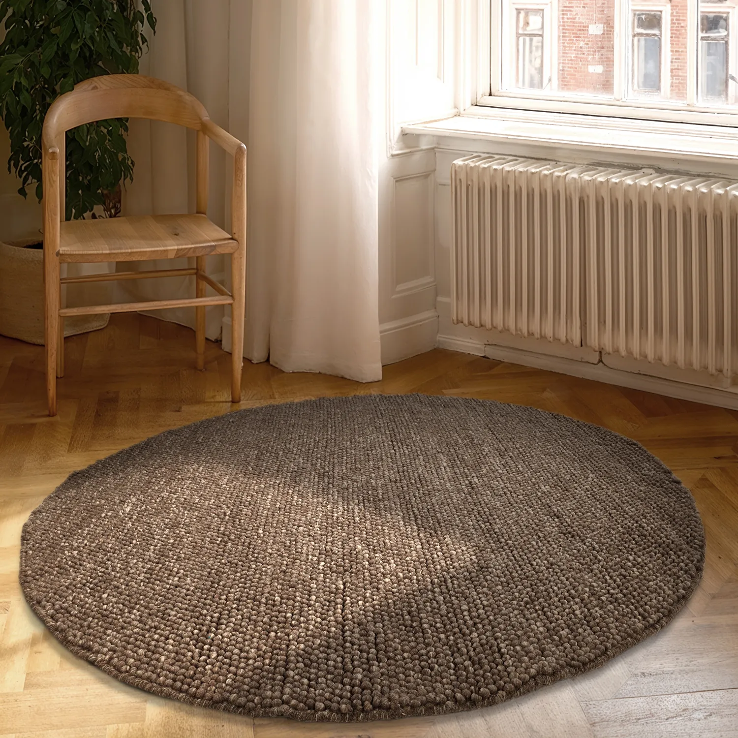 Kerek szőnyeg - Avafors Wool Bubble (barna/bézs)