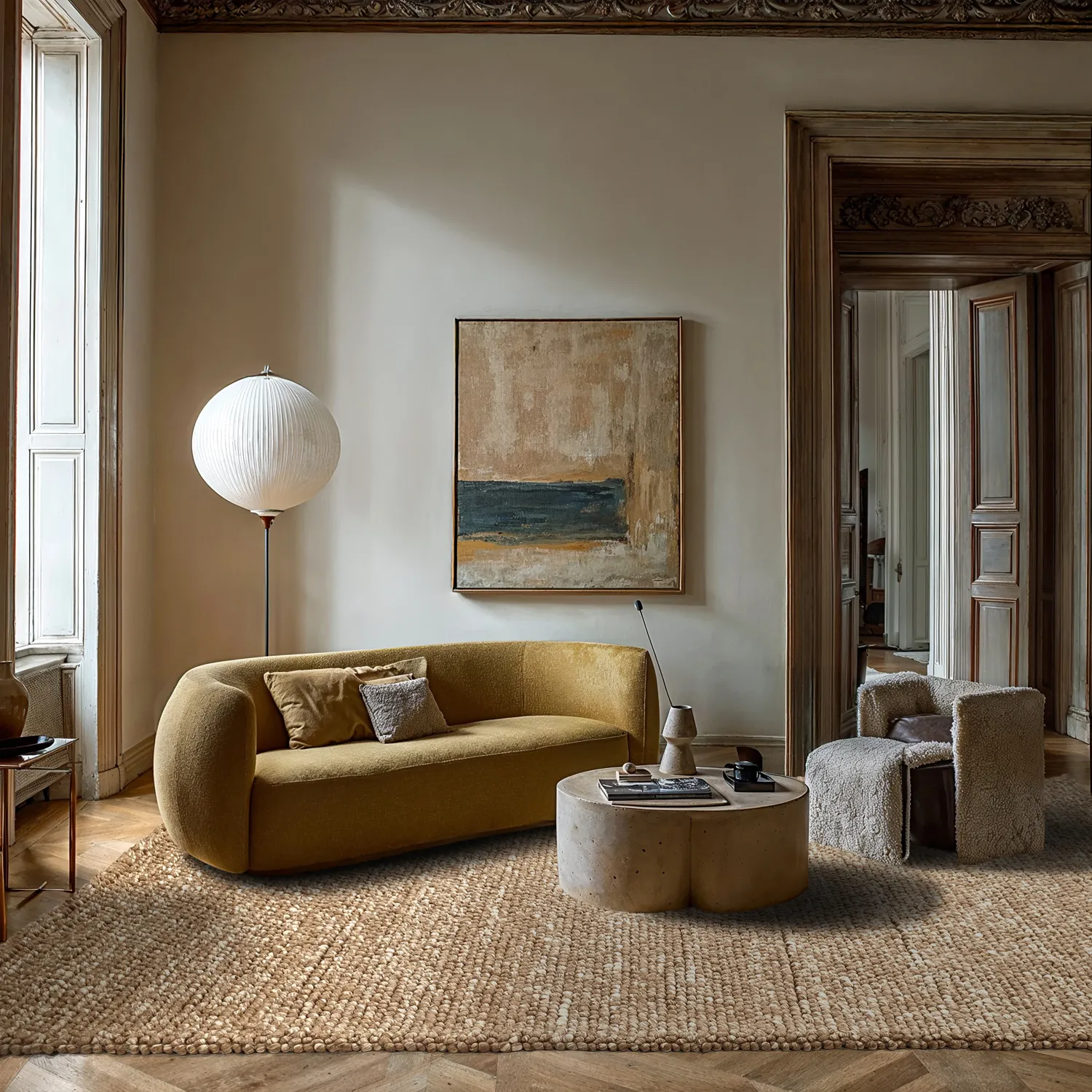 Gyapjúszőnyeg - Avafors Wool Bubble (világos barna/fehér)