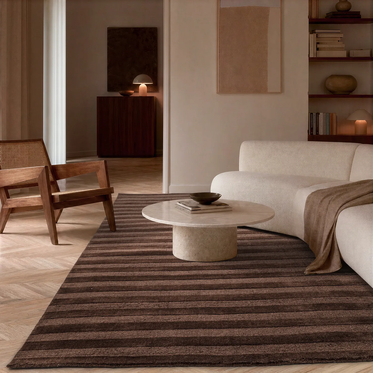 Gyapjúszőnyeg - Brenta Handloom Wool Premium (barna)