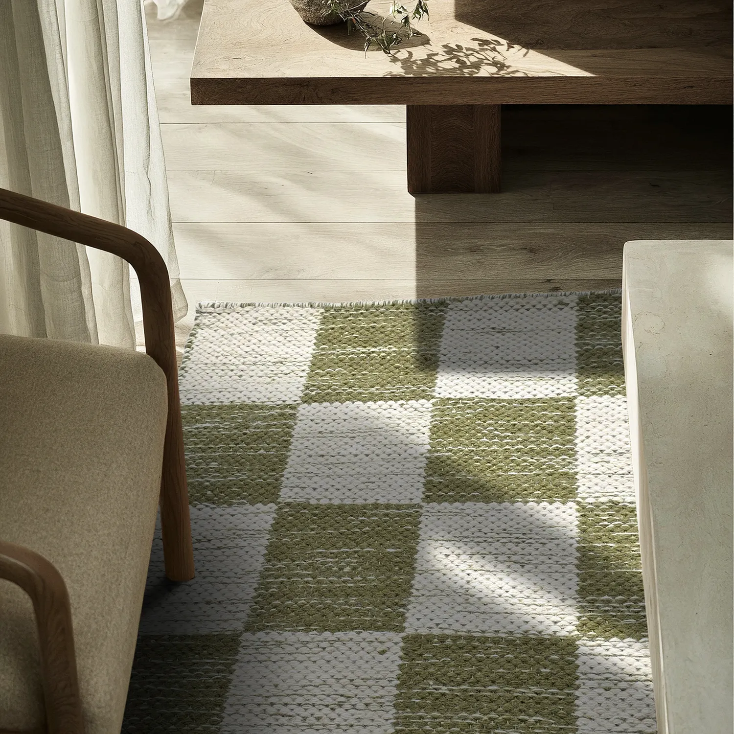 Gyapjúszőnyeg - Dundee (zöld/fehér)