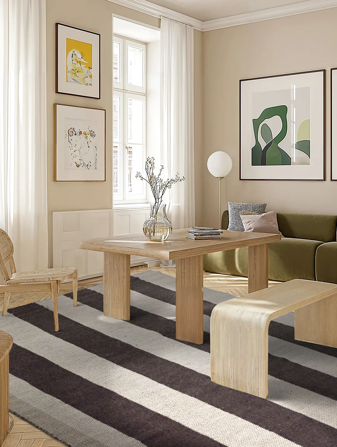 Gyapjúszőnyeg - Garine (fekete/bézs)