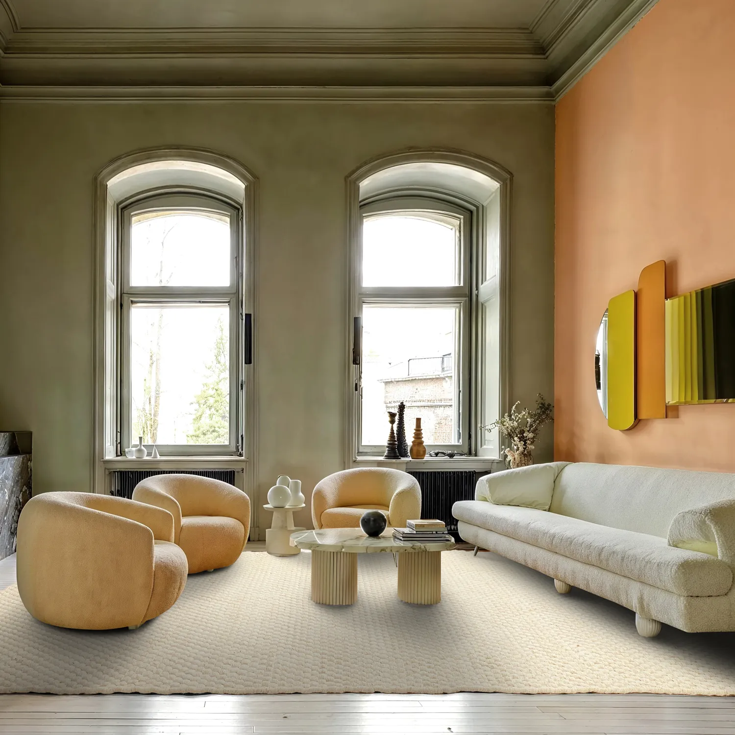 Gyapjúszőnyeg - Ovelia (bézs/fehér)