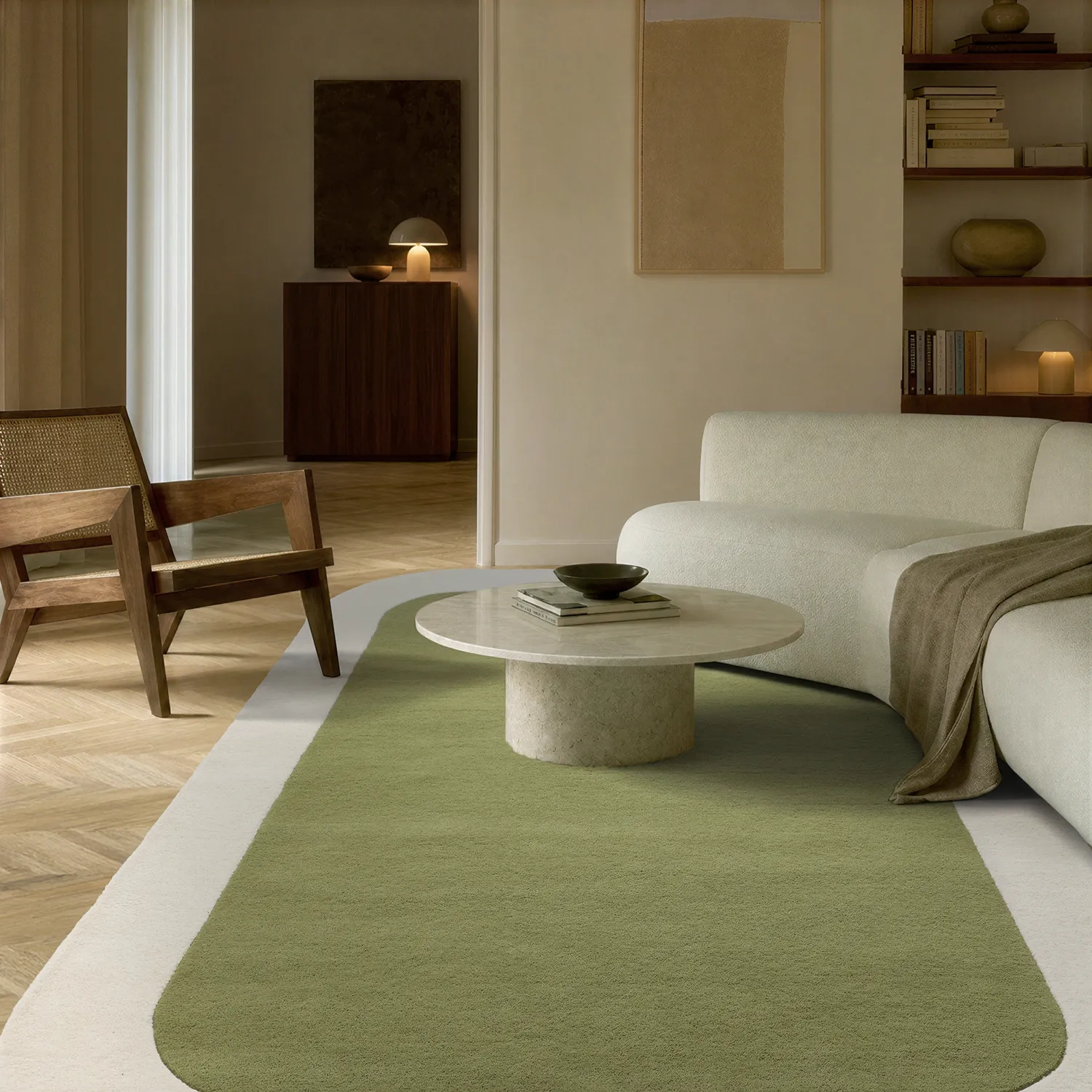 Gyapjúszőnyeg - Puri Hand Tufted Wool Premium (zöld/krém)