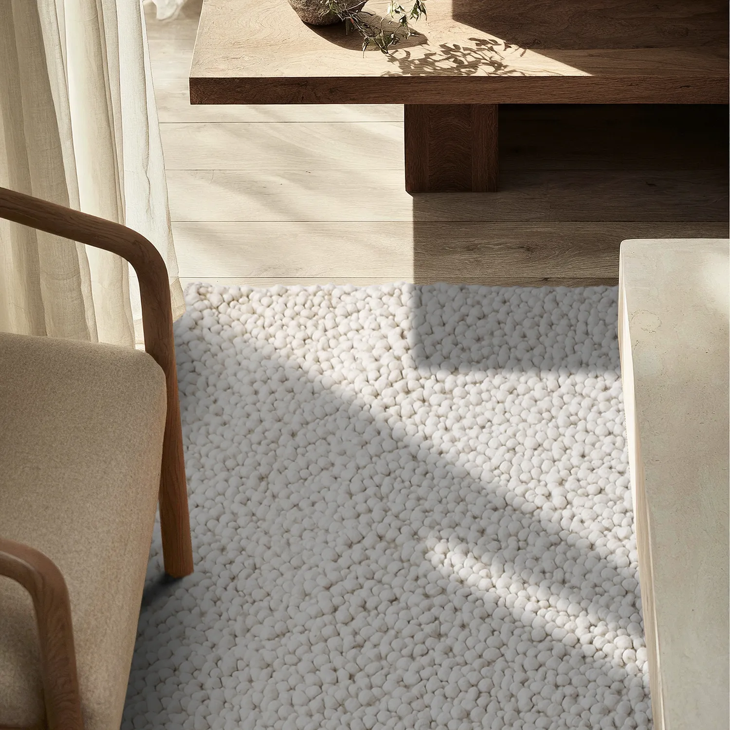 Gyapjúszőnyeg - Sala Irregular Wool Bubble (krém)