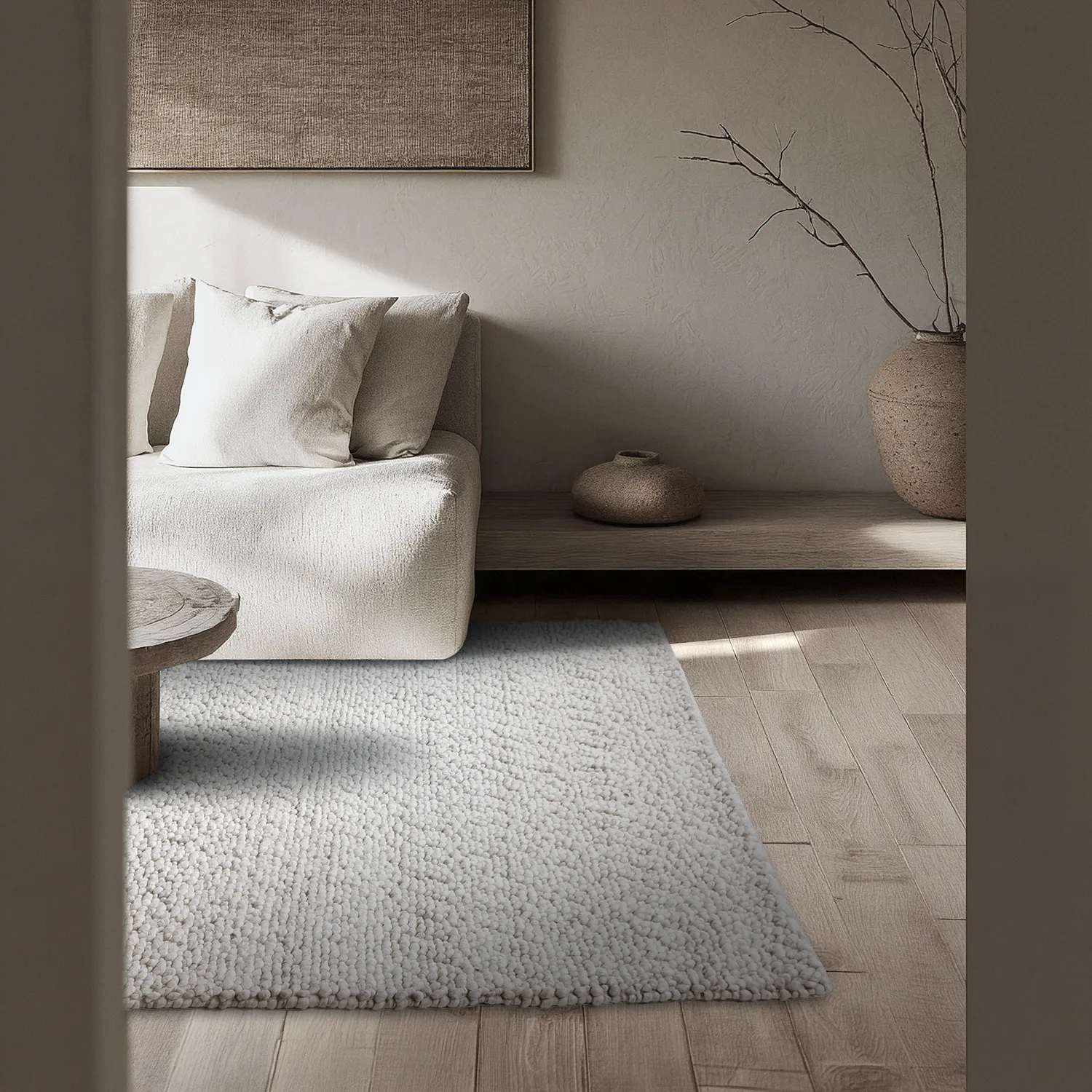 Gyapjúszőnyeg - Sala Irregular Wool Bubble (világos szürke melanzs)