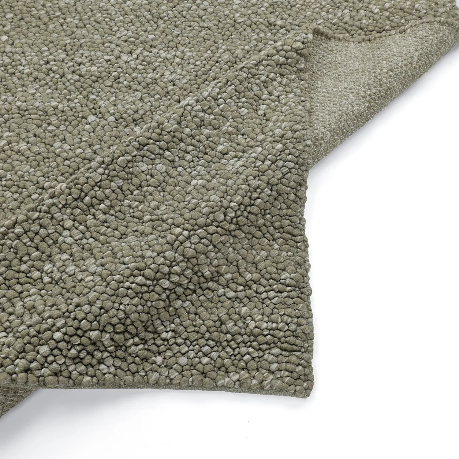 Gyapjúszőnyeg - Sala Irregular Wool Bubble (mohazöld/fehér melanzs)