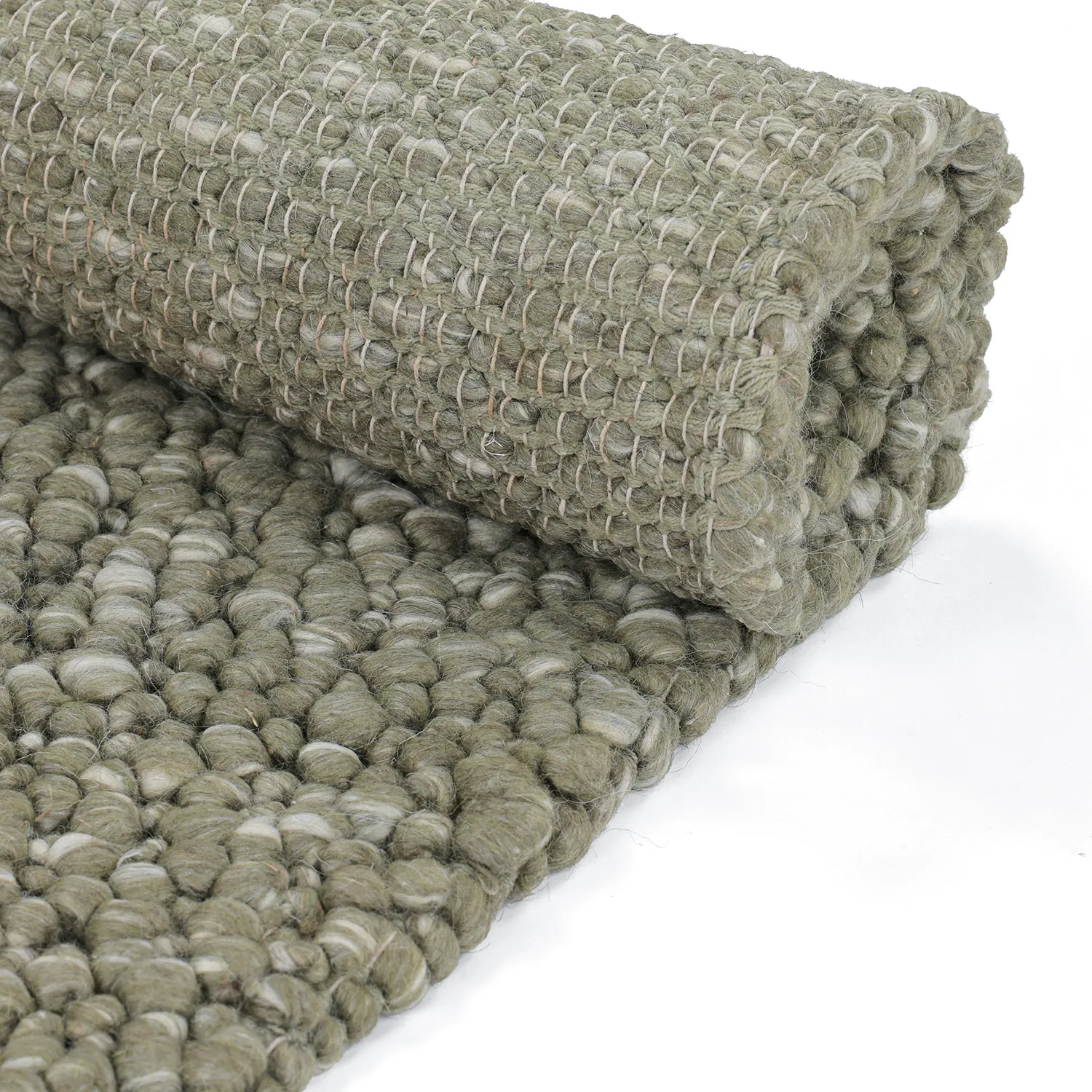 Gyapjúszőnyeg - Sala Irregular Wool Bubble (mohazöld/fehér melanzs)
