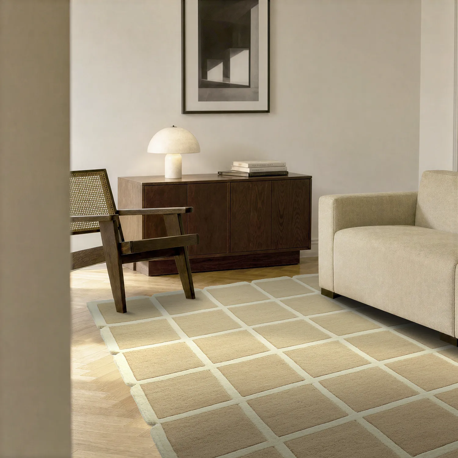 Gyapjúszőnyeg - Syl Hand Tufted Wool Premium (bézs/krém)