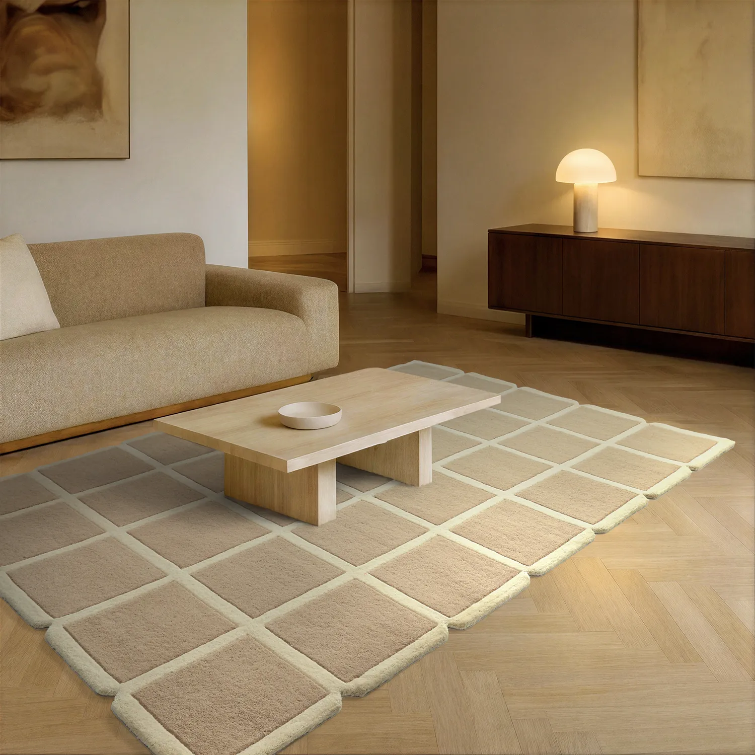 Gyapjúszőnyeg - Syl Hand Tufted Wool Premium (bézs/krém)