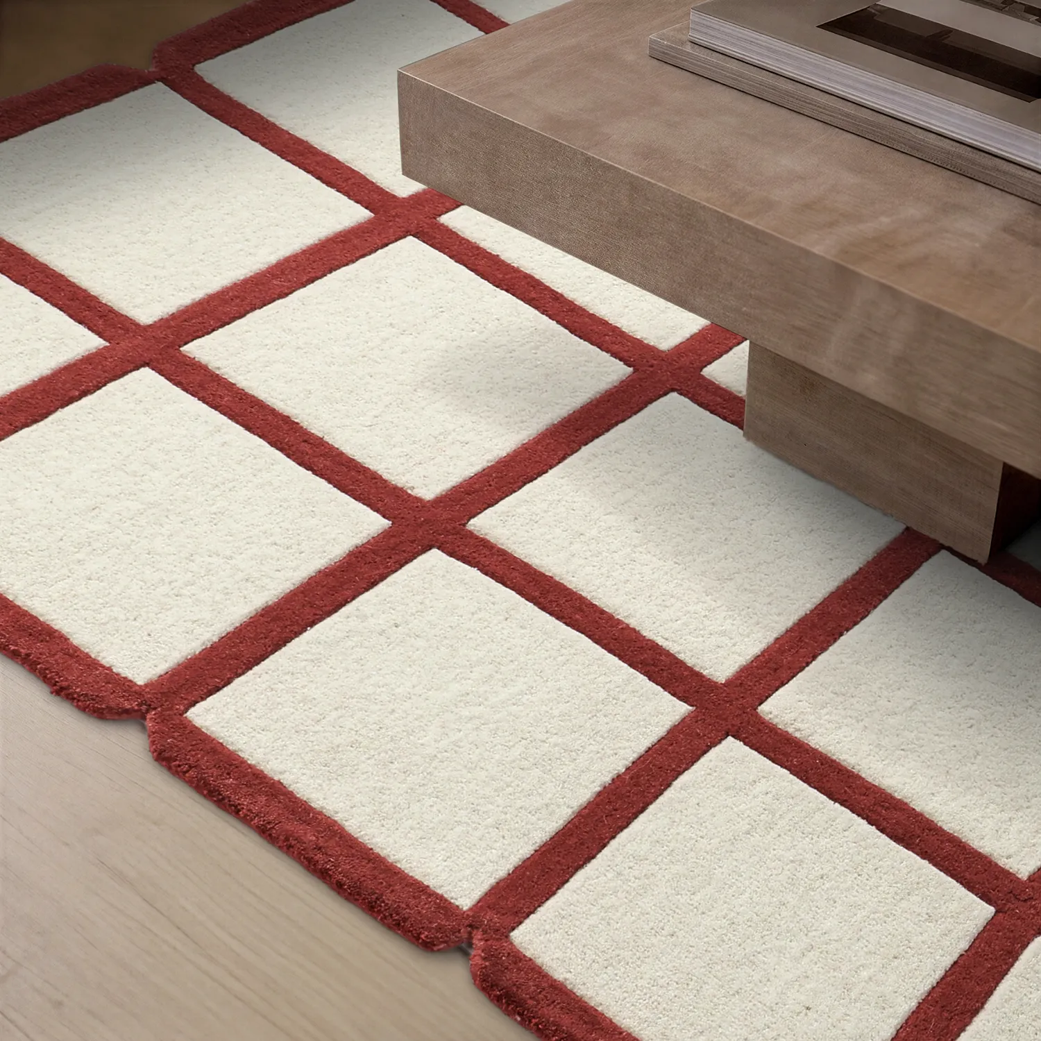 Gyapjúszőnyeg - Syl Hand Tufted Wool Premium (piros/fehér)