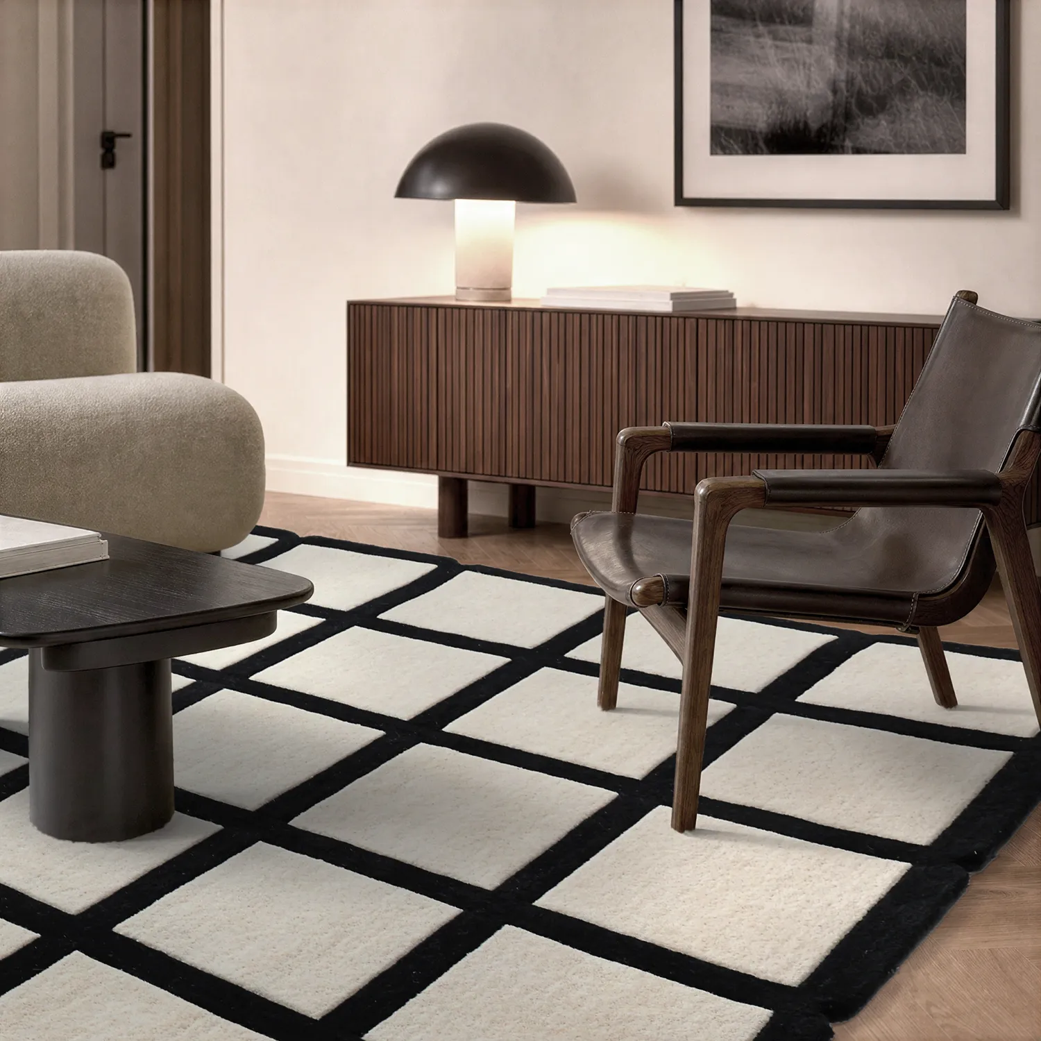 Gyapjúszőnyeg - Syl Hand Tufted Wool Premium (fekete/fehér)