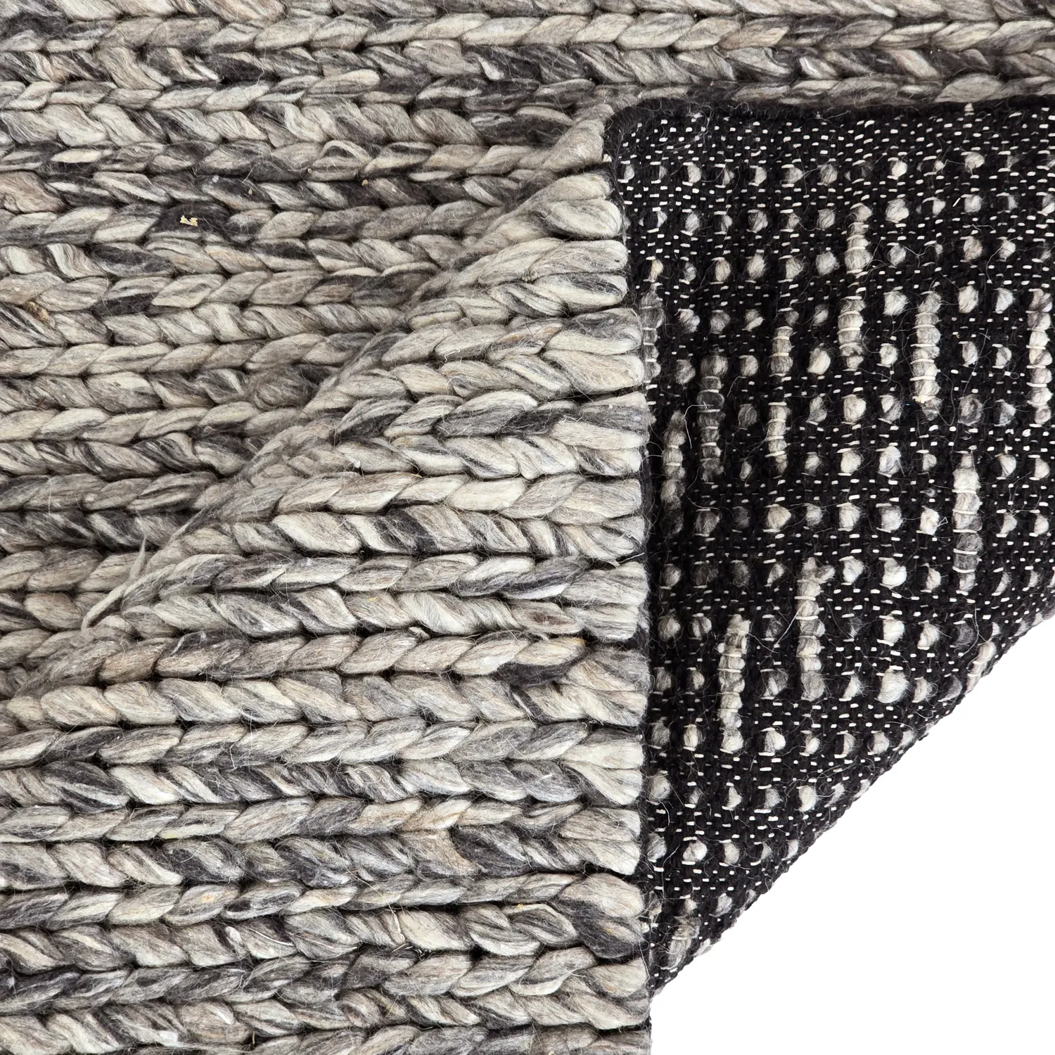 Gyapjúszőnyeg - Talvia Braided Wool (sötétszürke)