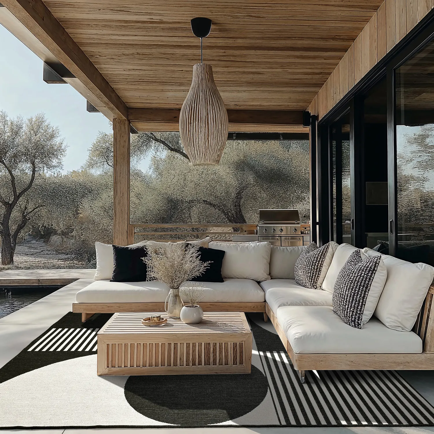 Beltéri és kültéri szőnyeg - Aurora (fekete/fehér)