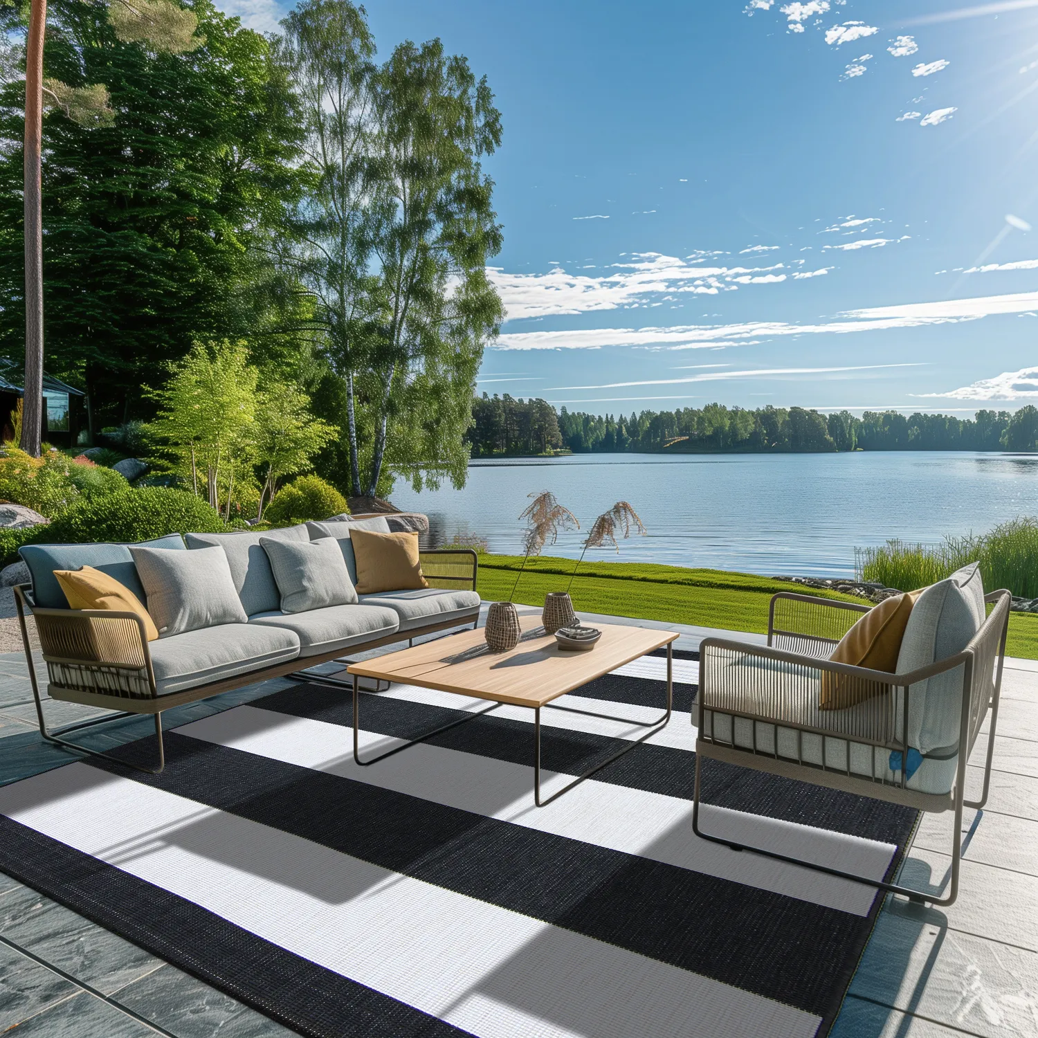 Beltéri és kültéri szőnyeg - Santana (fekete)