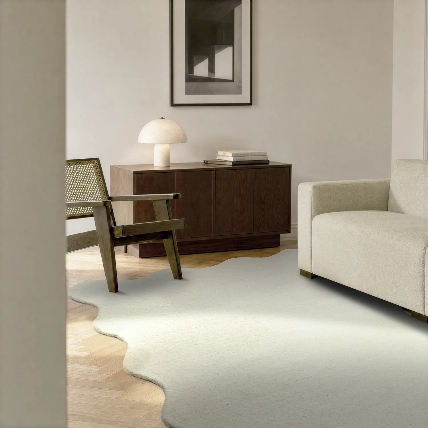 Hullámos gyapjúszőnyeg - Diu Hand Tufted Wool Premium (fehér)