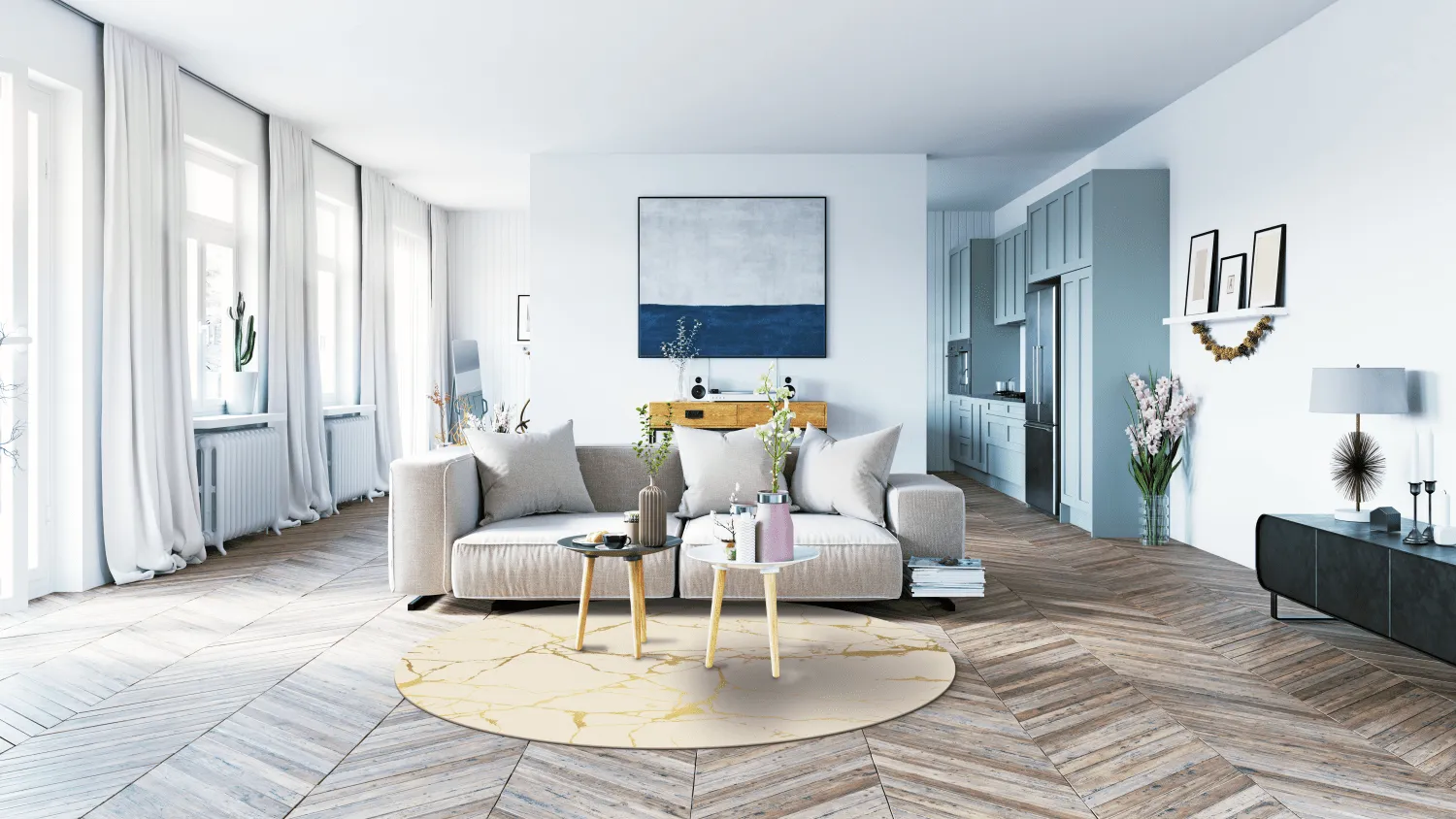 Kerek szőnyeg - Vieste (bezs/arany)