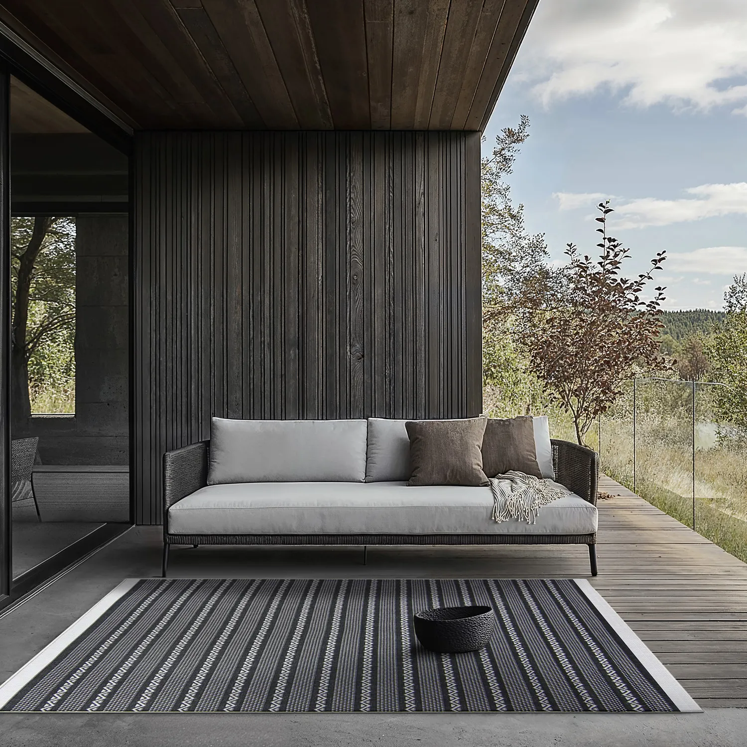 Beltéri és kültéri szőnyeg - Geiranger (fekete)