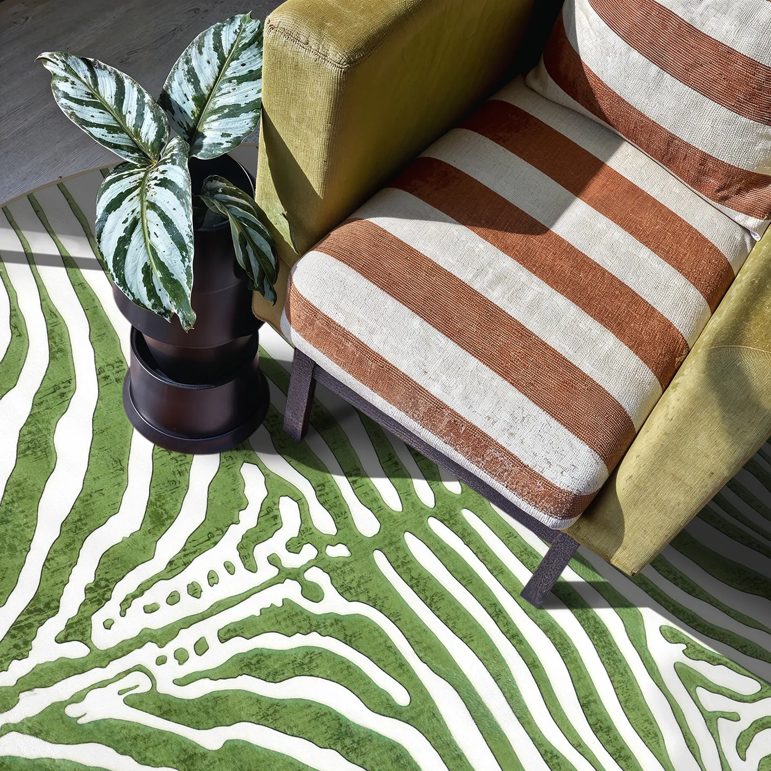 Kerek szőnyeg - Zebra (zöld)