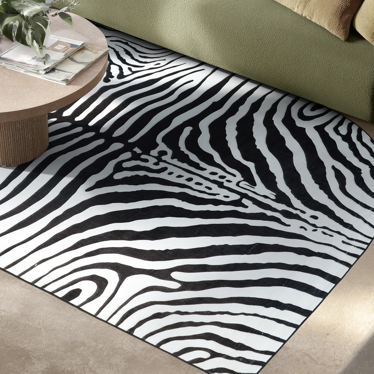 Félovális Wilton szőnyeg - Zebra (fekete/fehér)